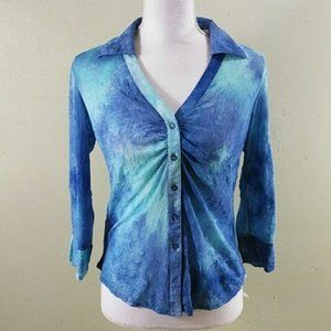 Hiatus Tie-dye Look 3/4 Sleeve Semi-Sheer Blouse - Jr. XL - NWT